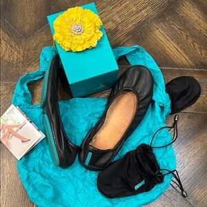 Tieks Black Leather Flats